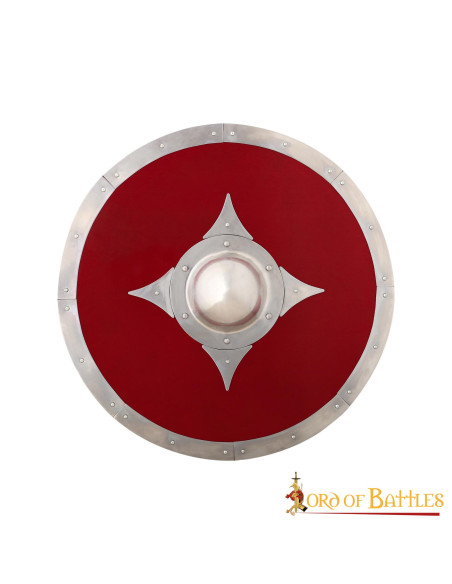 Viking red wooden combat shield