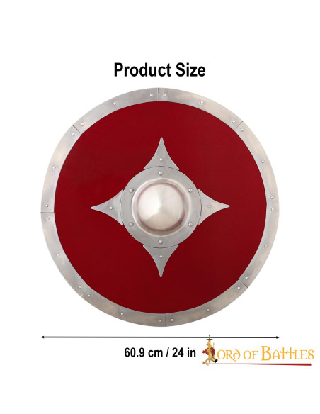 Viking red wooden combat shield