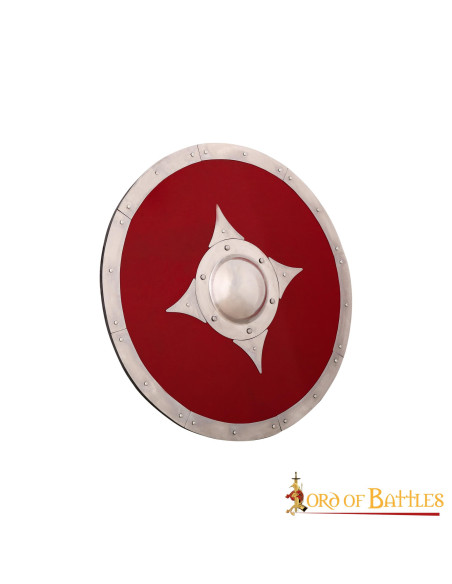 Viking red wooden combat shield