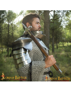 Medieval knight shoulder pads with blade breaker