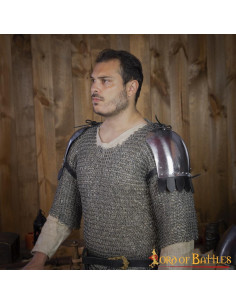 Medieval knight shoulder pads with leather straps