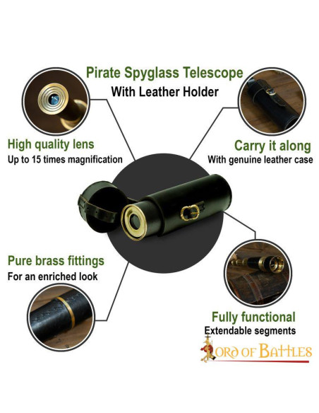 Pirate spyglass with leather case