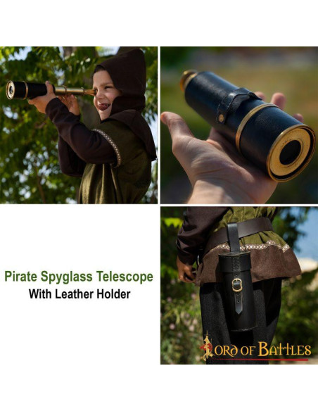 Pirate spyglass with leather case
