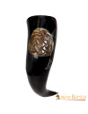 Drinking horn with engraved Celtic knots