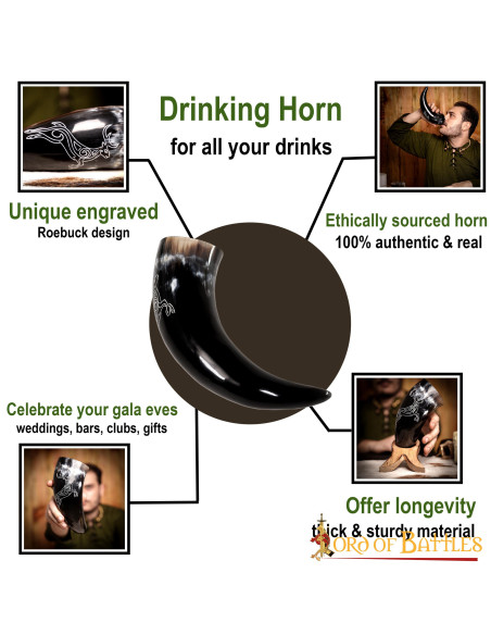 Viking horn roe deer in ox horn...