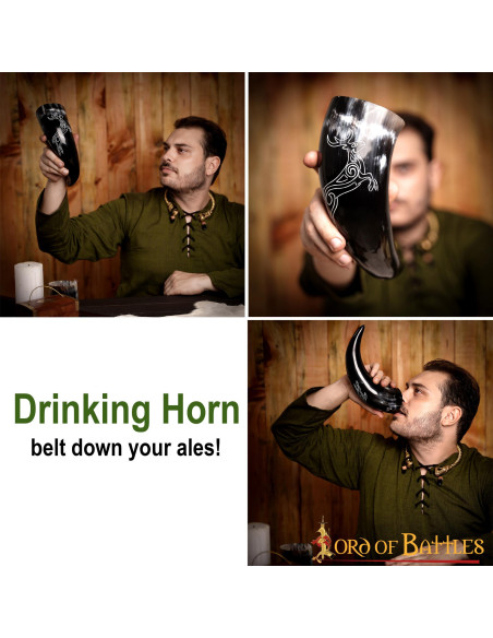 Viking horn roe deer in ox horn...