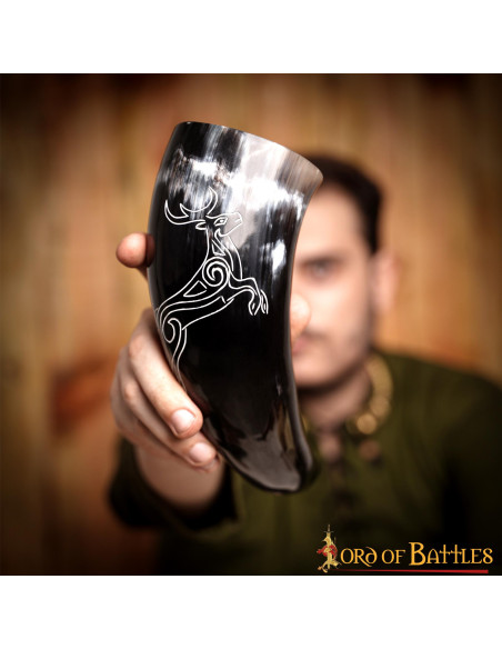 Viking horn roe deer in ox horn...