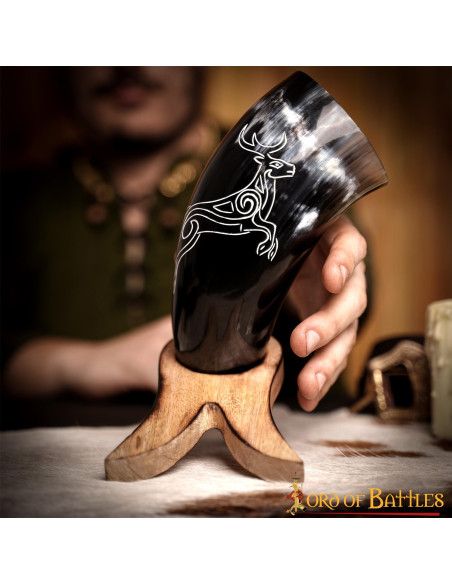 Viking horn roe deer in ox horn...