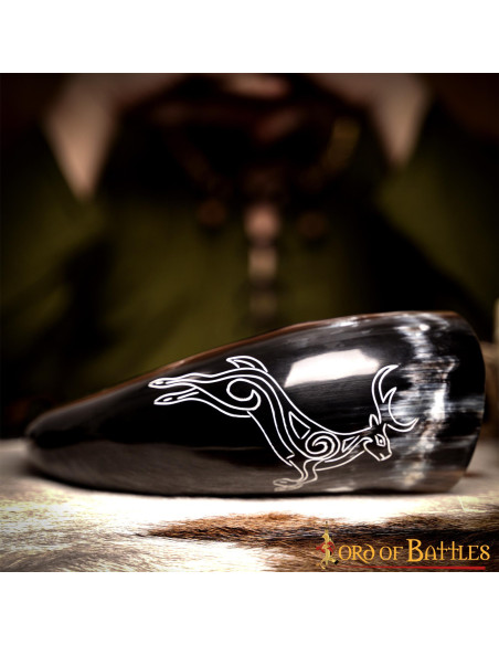 Viking horn roe deer in ox horn...
