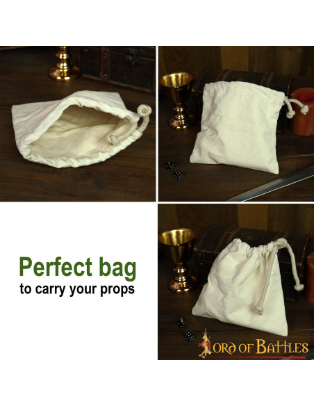 Medieval bag in cotton canvas, ecru