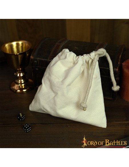 Medieval bag in cotton canvas, ecru