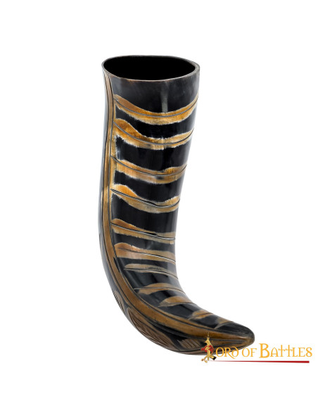 Viking horn with engraved designs...