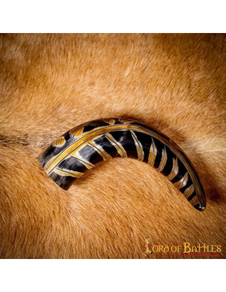 Viking horn with engraved designs...