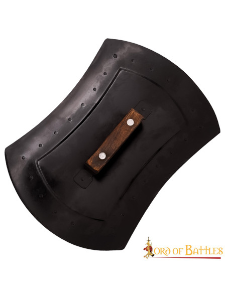 Medieval rectangular steel buckler...