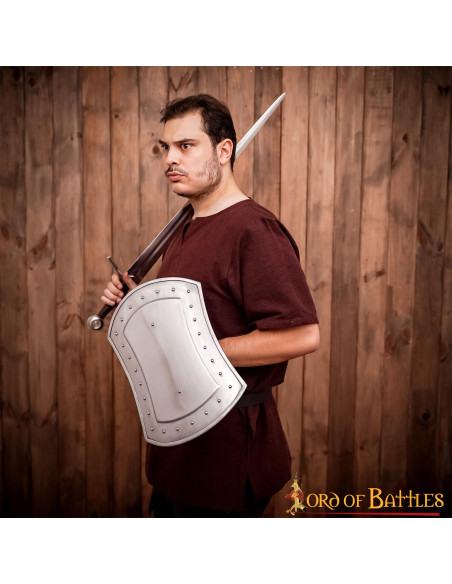 Medieval rectangular steel buckler...