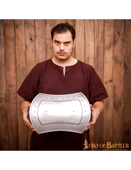 Medieval rectangular steel buckler...