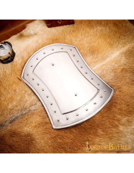 Medieval rectangular steel buckler...