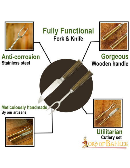 Medieval knife and fork set (20.3 cm.)