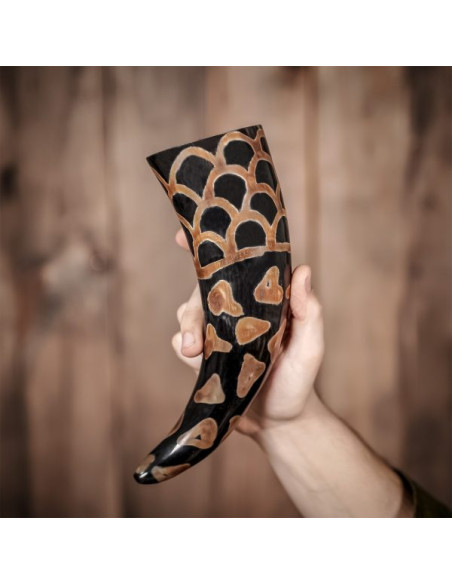 Viking drinking horn with burnt...