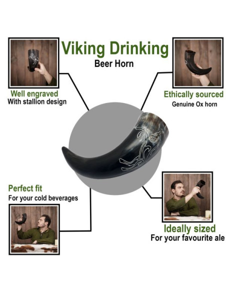 Viking drinking horn design Horse...