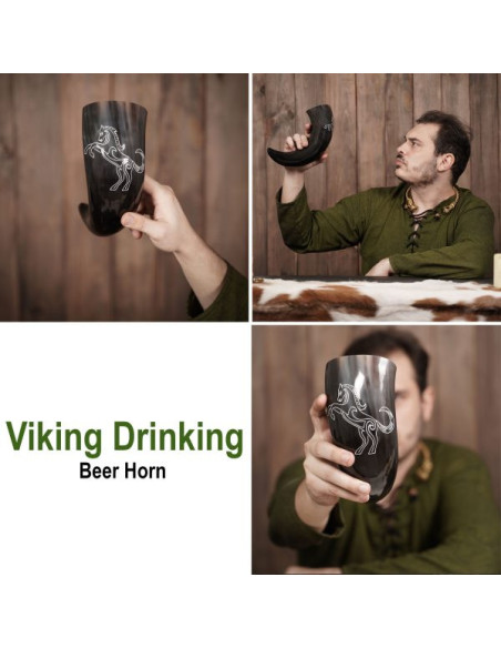 Viking drinking horn design Horse...