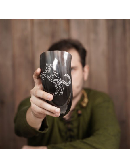 Viking drinking horn design Horse...