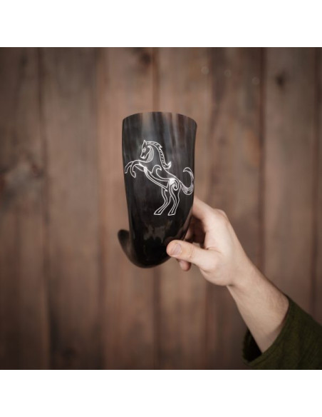 Viking drinking horn design Horse...