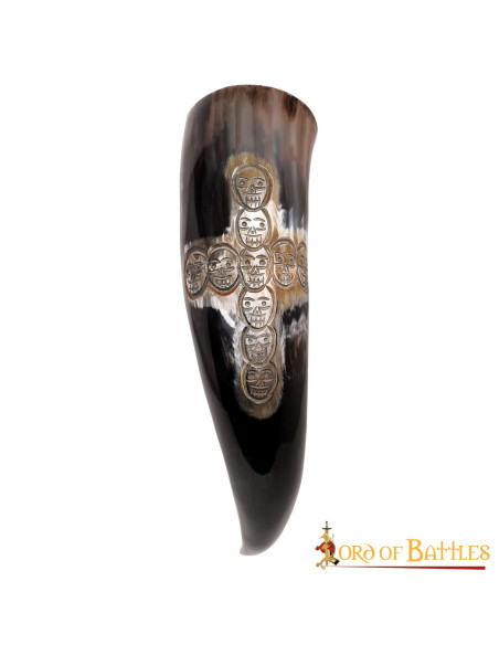 Viking drinking horn cross skull design