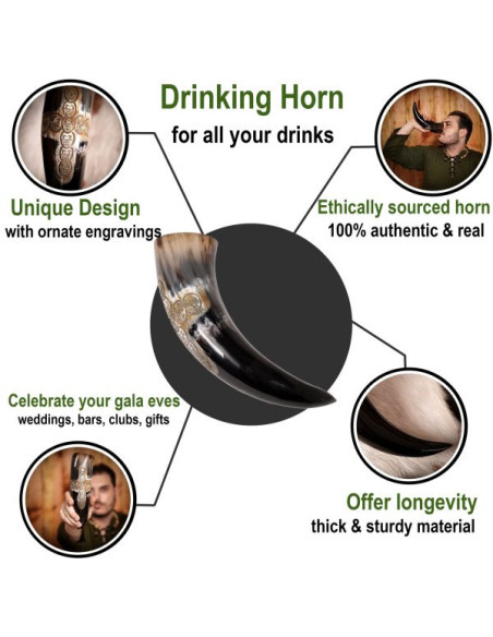 Viking drinking horn cross skull design