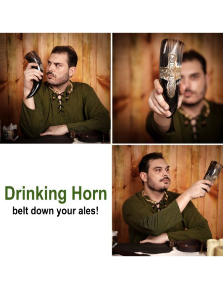 Viking drinking horn cross skull design