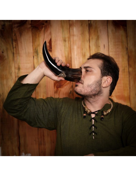 Viking drinking horn cross skull design