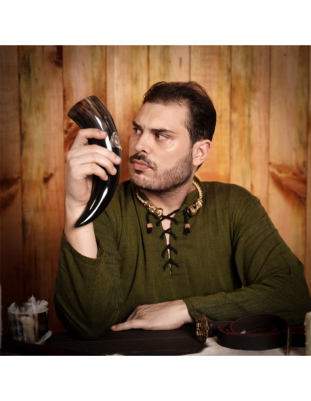 Viking drinking horn cross skull design