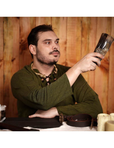 Viking drinking horn cross skull design