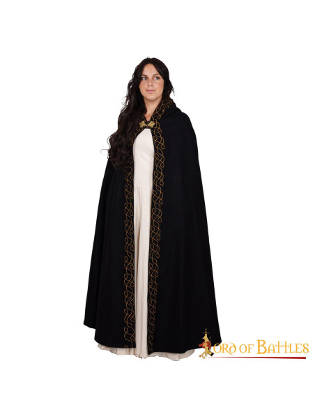 Elven wool cloak with hood and brass...