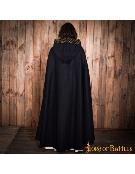 Elven wool cloak with hood and brass...