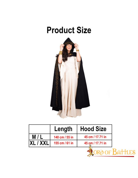 Elven wool cloak with hood and brass...