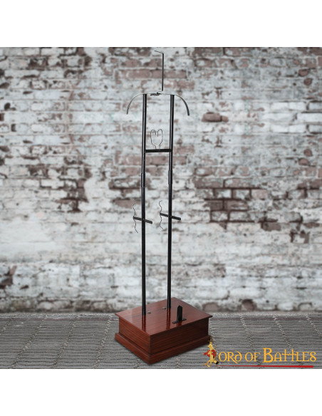 Metal support with wooden base for...