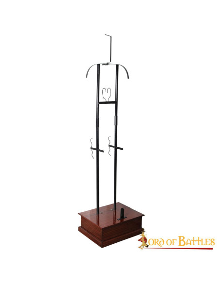 Metal support with wooden base for...