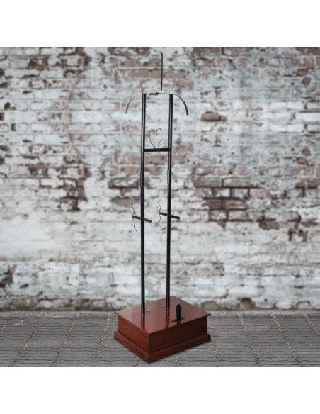 Metal support with wooden base for...