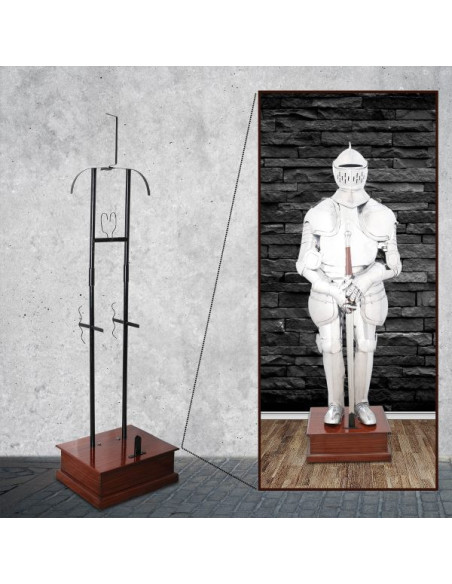 Metal support with wooden base for...