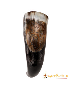 Viking drinking horn with Rampant Lion design