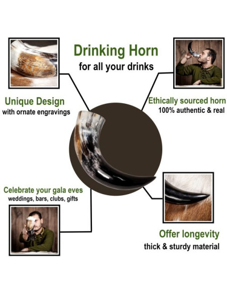 Viking drinking horn with Rampant...