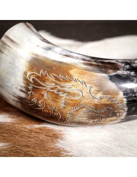 Viking drinking horn with Rampant...