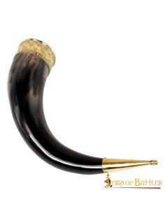 Viking drinking horn with brass decorations