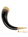 Viking drinking horn with brass decorations
