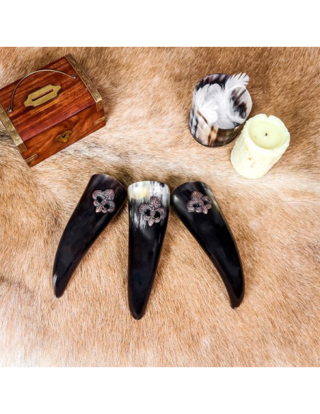 Set of 3 Viking drinking horns Fleur...