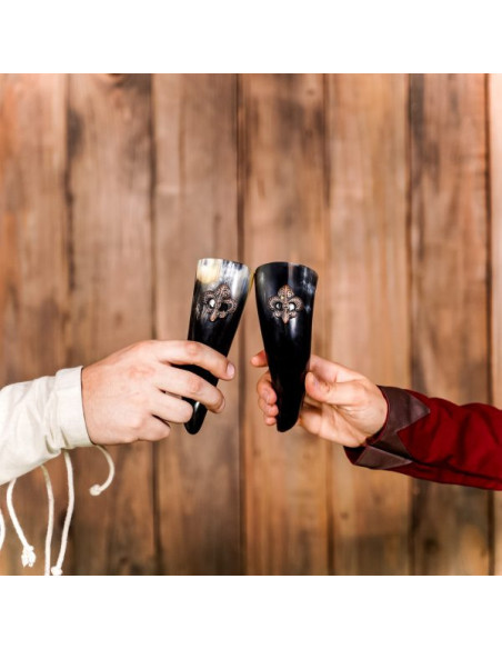 Set of 3 Viking drinking horns Fleur...