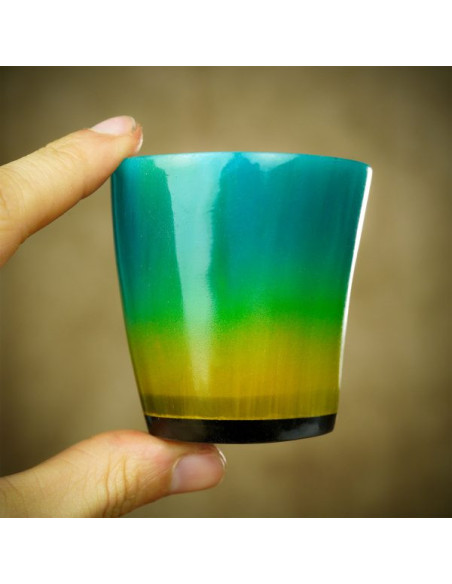 Set of 3 colorful ox horn shot glasses