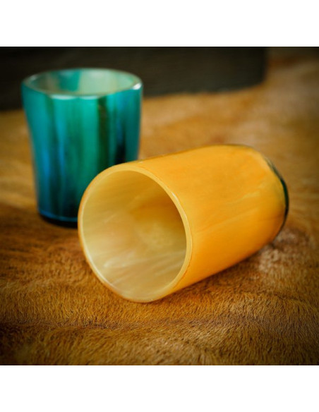Set of 3 colorful ox horn shot glasses