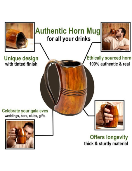 Viking mug in ox horn for beer